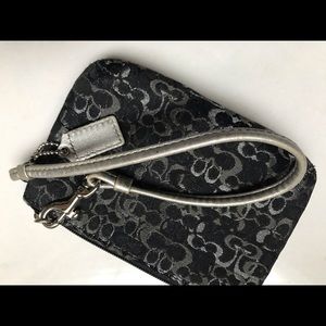 Coach Black Canvas Signature Wristlet